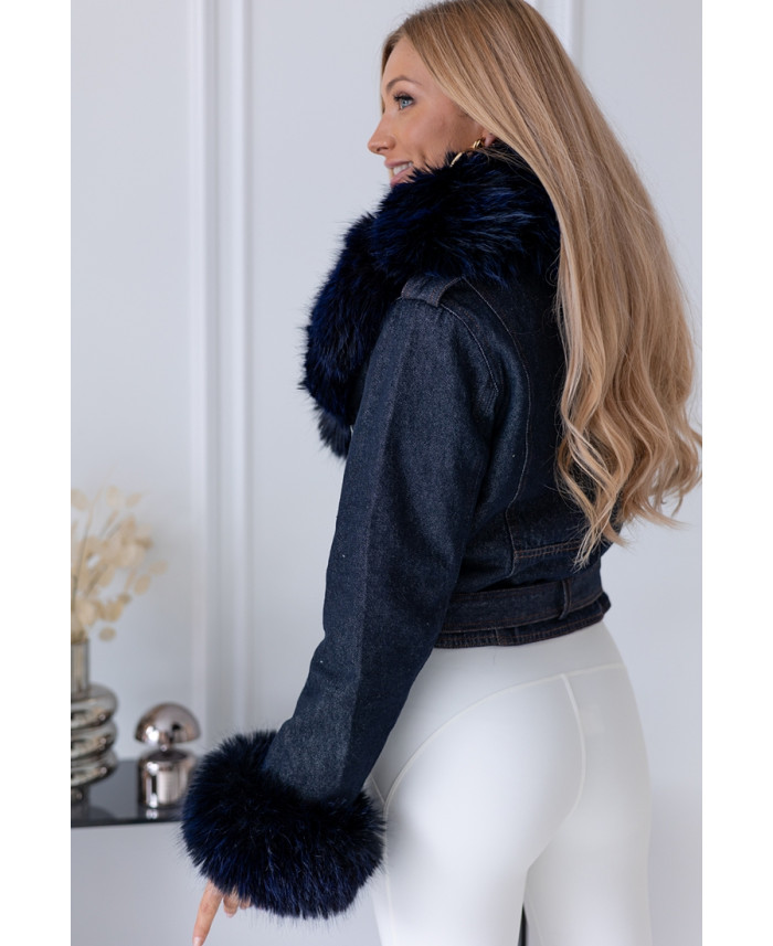 Kurtka Ramoneska Jeans z Futerkiem
