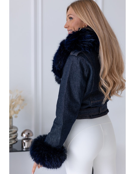 Kurtka Ramoneska Jeans z Futerkiem