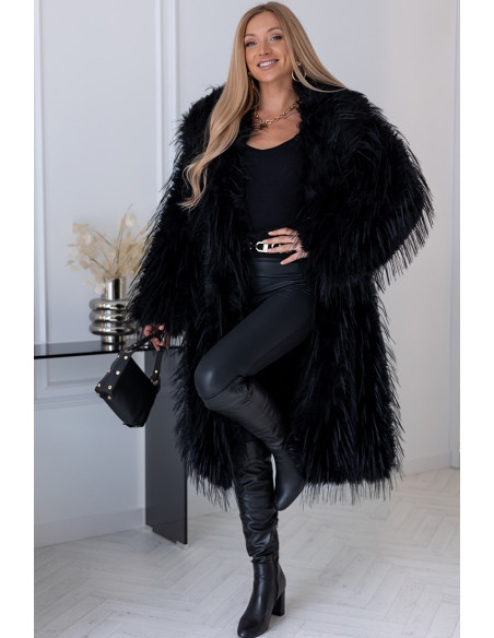 Płaszcz Futrzany Lama Czarny