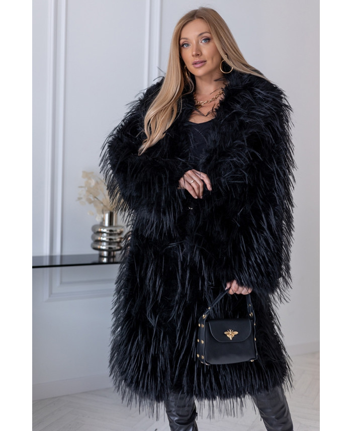 Płaszcz Futrzany Lama Czarny