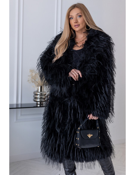 Płaszcz Futrzany Lama Czarny