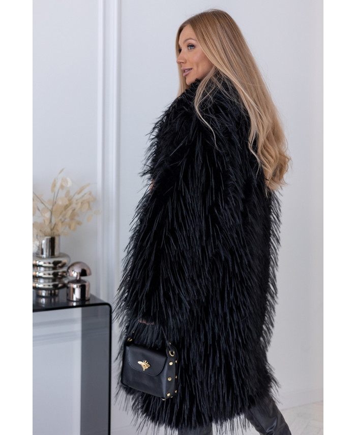 Płaszcz Futrzany Lama Czarny