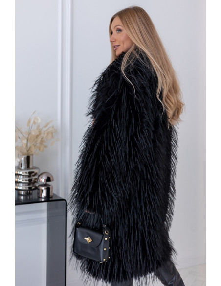 Płaszcz Futrzany Lama Czarny