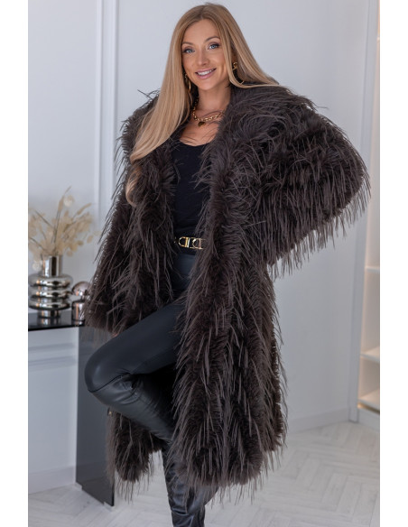 Płaszcz Futrzany Lama Brązowy