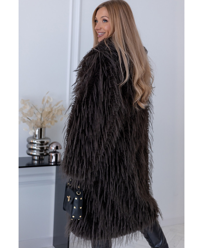 Płaszcz Futrzany Lama Brązowy