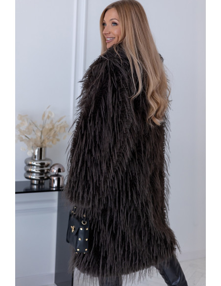 Płaszcz Futrzany Lama Brązowy