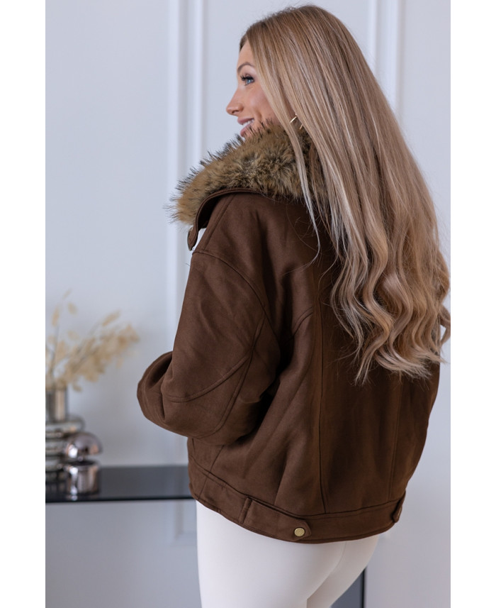 Kurtka Bomberka z Futerkiem Brązowa