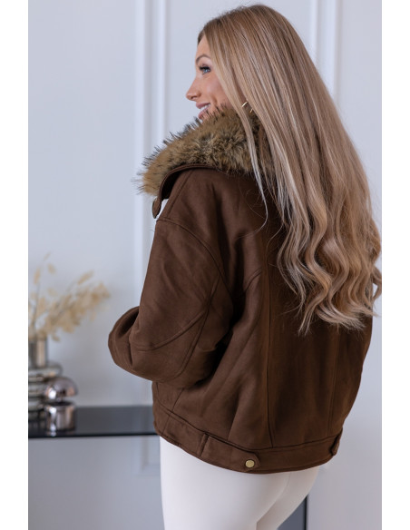 Kurtka Bomberka z Futerkiem Brązowa
