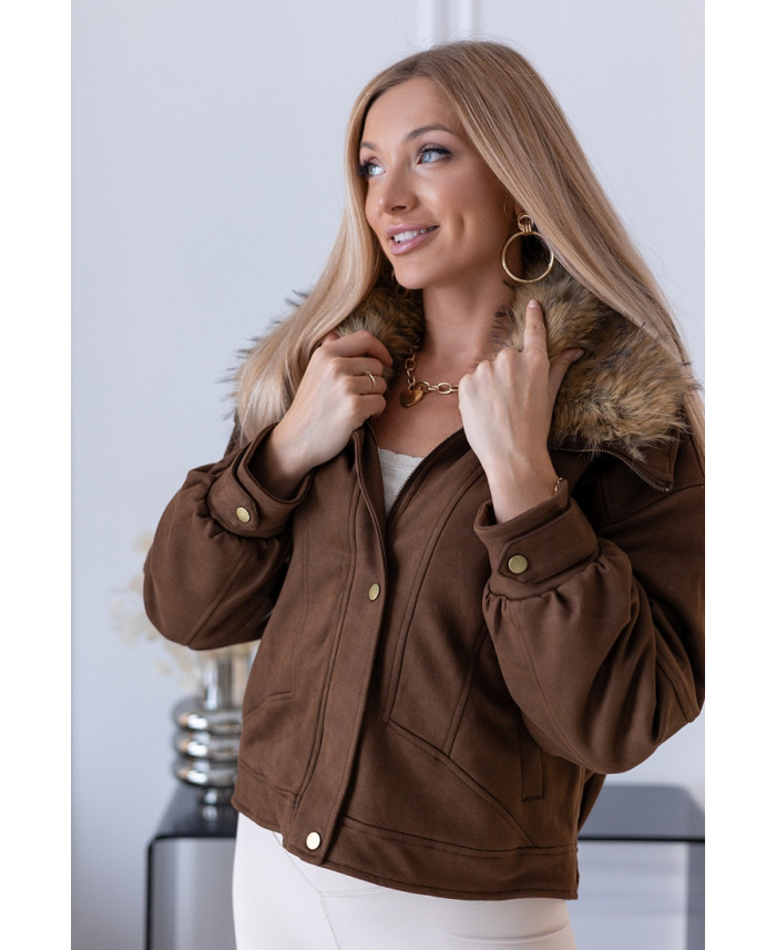 Kurtka Bomberka z Futerkiem Brązowa