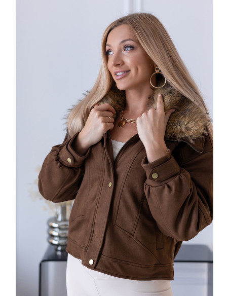 Kurtka Bomberka z Futerkiem Brązowa