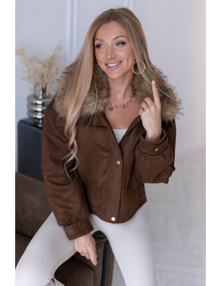 Kurtka Bomberka z Futerkiem Brązowa