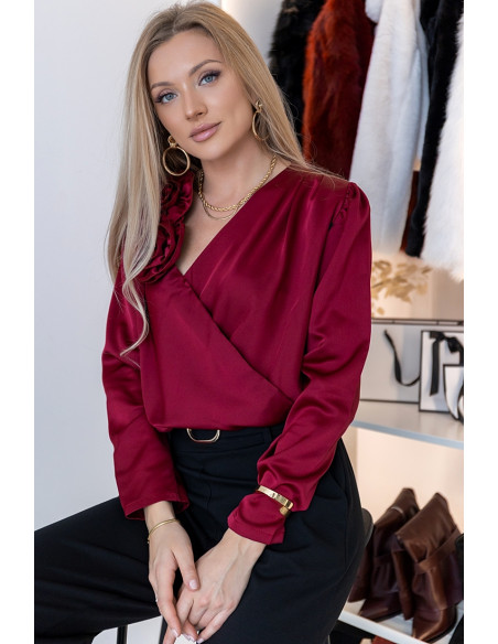 Bluzka Rose Satin Bordowa