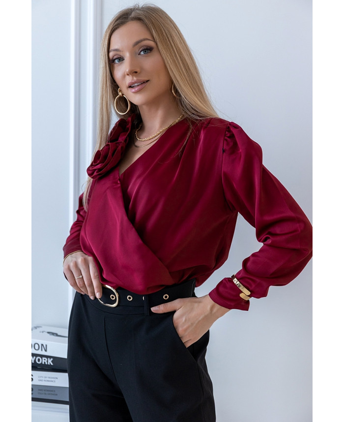 Bluzka Rose Satin Bordowa