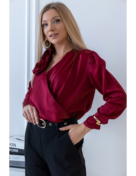Bluzka Rose Satin Bordowa
