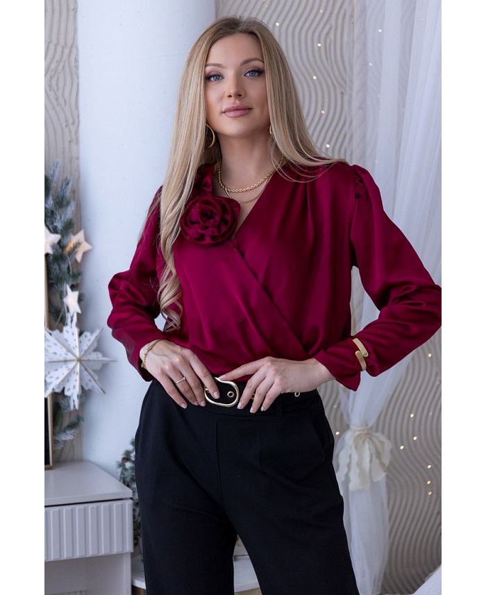 Bluzka Rose Satin Bordowa