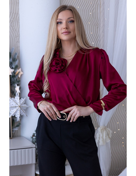 Bluzka Rose Satin Bordowa