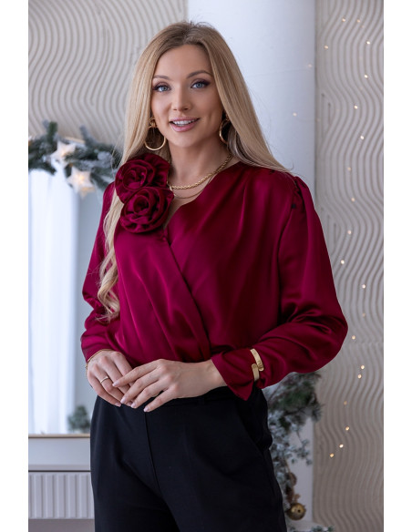 Bluzka Rose Satin Bordowa