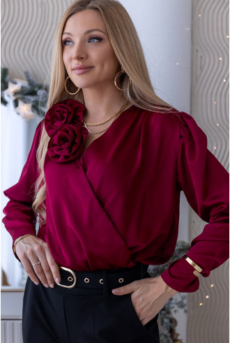 Bluzka Rose Satin Bordowa 2