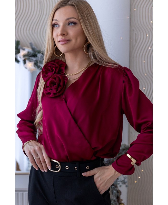 Bluzka Rose Satin Bordowa