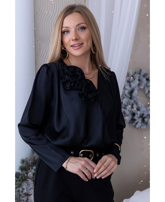 Bluzka Rose Satin Czarna