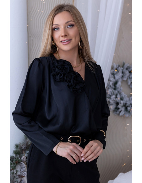 Bluzka Rose Satin Czarna