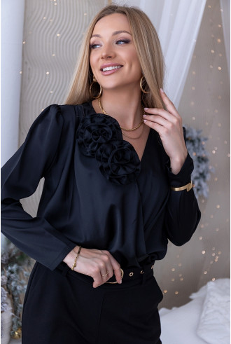 Bluzka Rose Satin Czarna