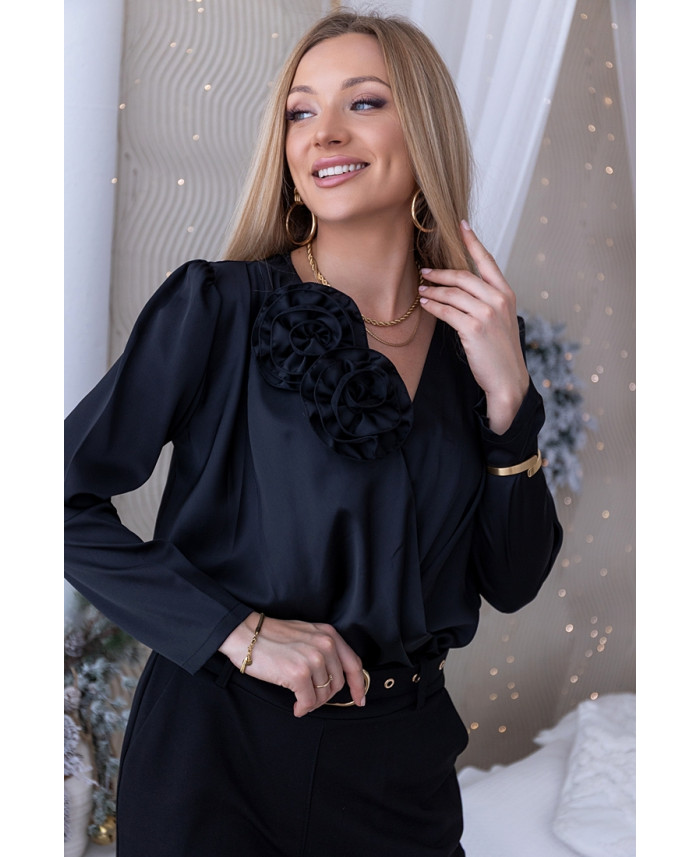 Bluzka Rose Satin Czarna
