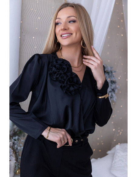 Bluzka Rose Satin Czarna