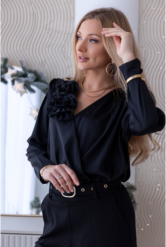 Bluzka Rose Satin Czarna 2