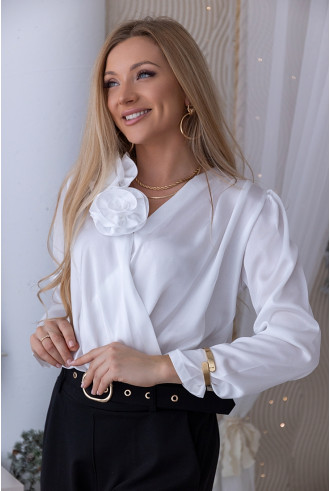 Bluzka Rose Satin Biała
