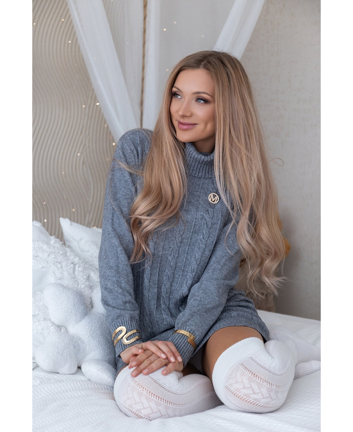 Sukienka Swetrowa Mobi Szara