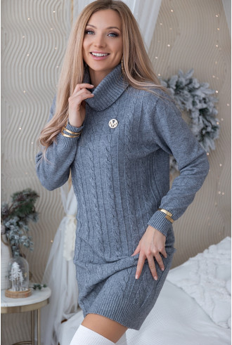 Sukienka Swetrowa Mobi Szara 2