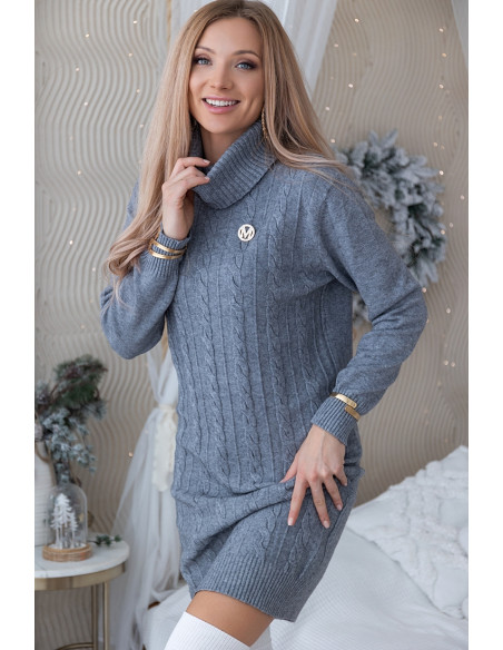 Sukienka Swetrowa Mobi Szara