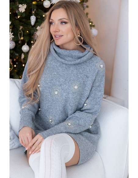 Sukienka Swetrowa Look Szara