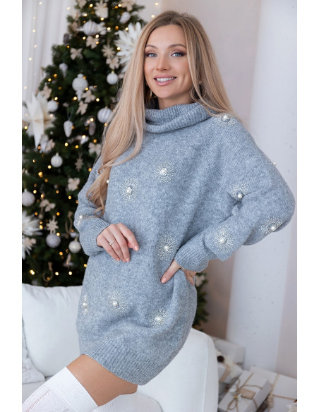 Sukienka Swetrowa Look Szara