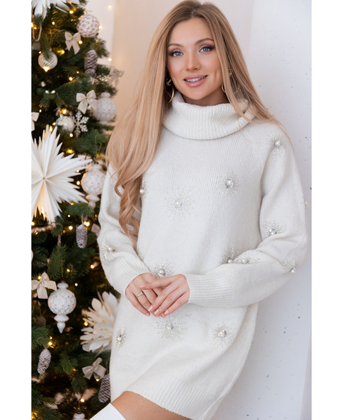 Sukienka Swetrowa Look Ekri