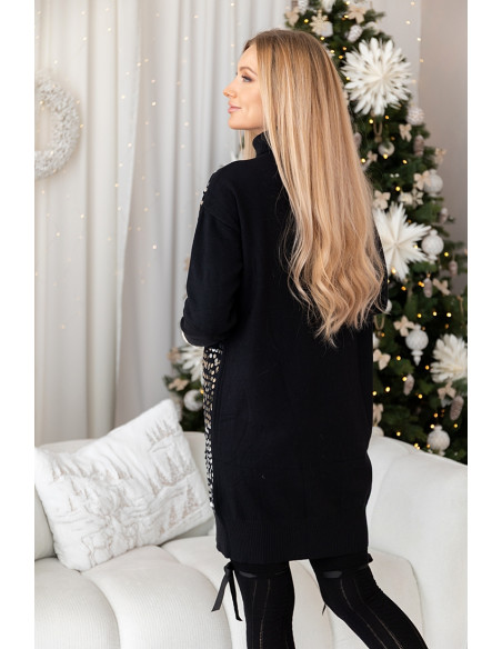 Tunika Swetrowa z Cekinami Czarna