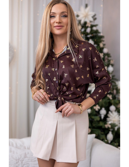 Koszula Bowl Satin Brązowa