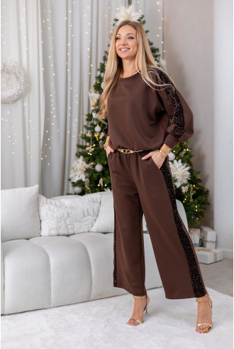 Komplet Sporti z Cekinami Brązowy 2