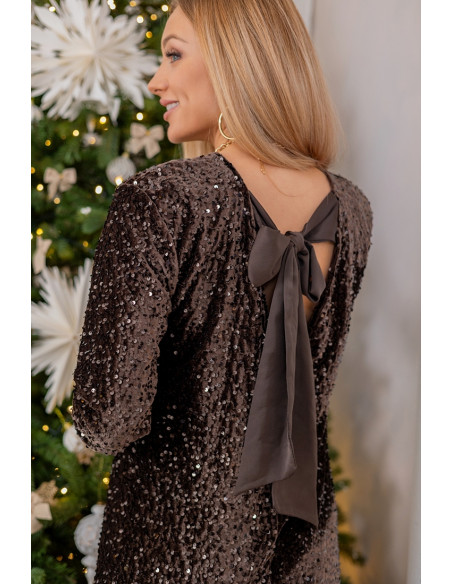 Sukienka Pino Cekinowa Brązowa