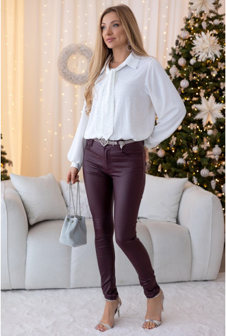 Spodnie Woskowane Push-up Bordo 2