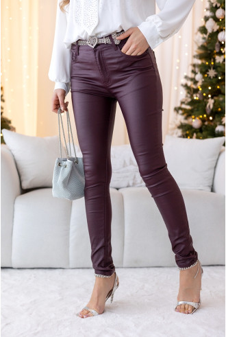 Spodnie Woskowane Push-up Bordo