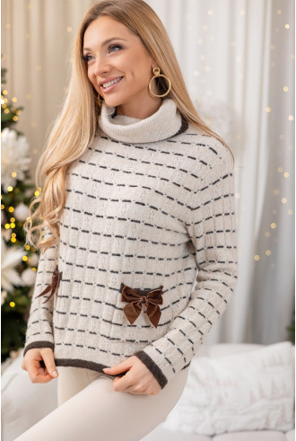 Sweter Boow Beżowy z Brązem 2