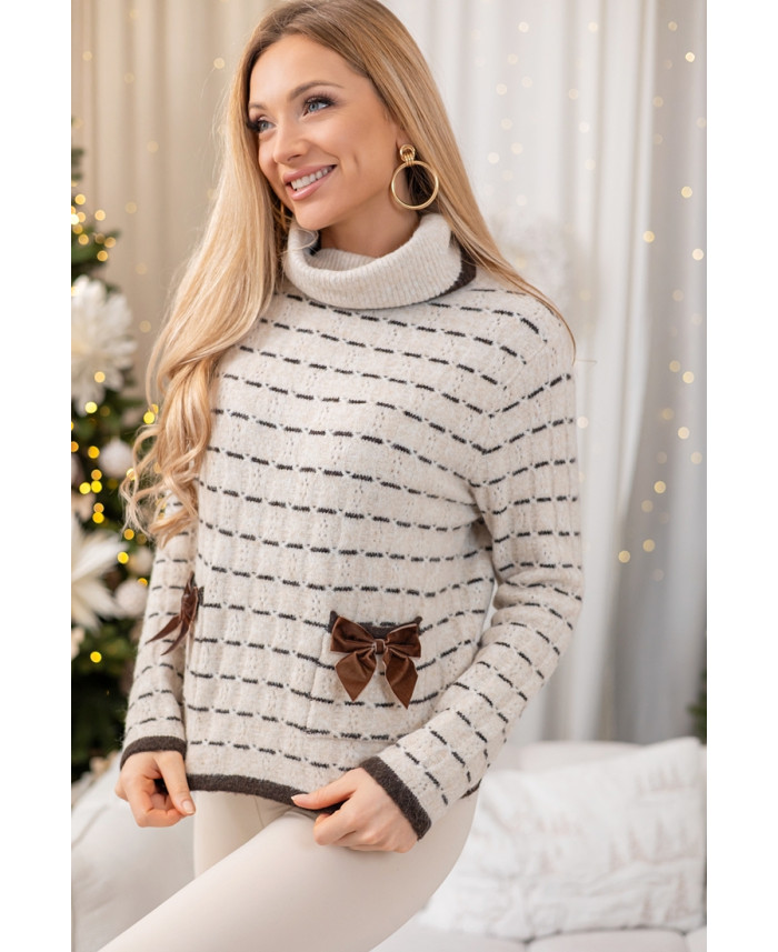 Sweter Boow Beżowy z Brązem