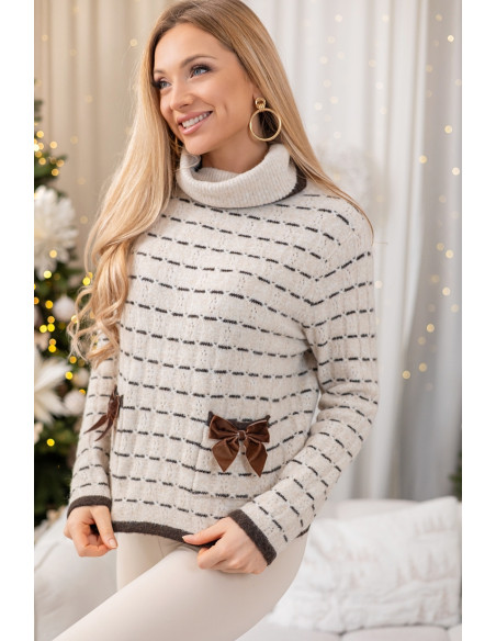 Sweter Boow Beżowy z Brązem