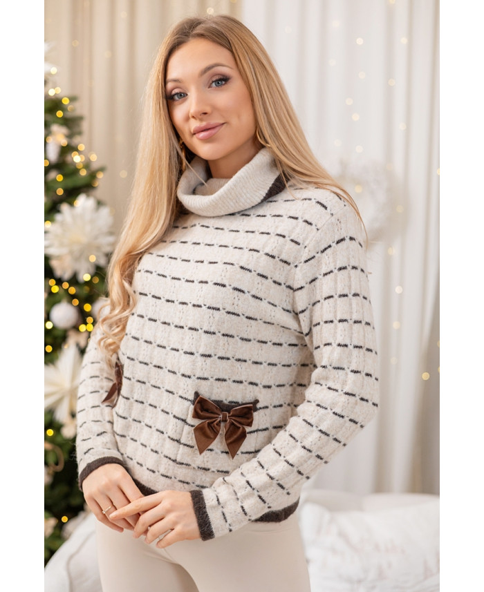 Sweter Boow Beżowy z Brązem