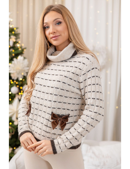 Sweter Boow Beżowy z Brązem