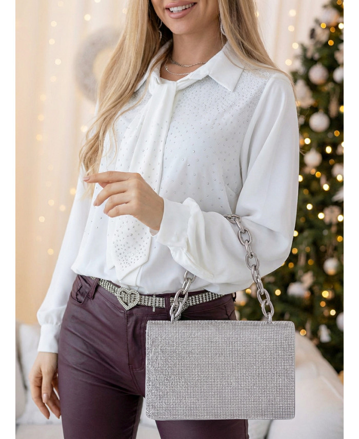 Torebka Kopertowa z Cyrkoniami Srebrna