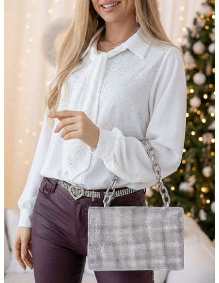 Torebka Kopertowa z Cyrkoniami Srebrna