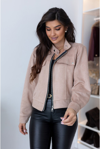 Kurtka Zamszowa Amber Ciemny Beż